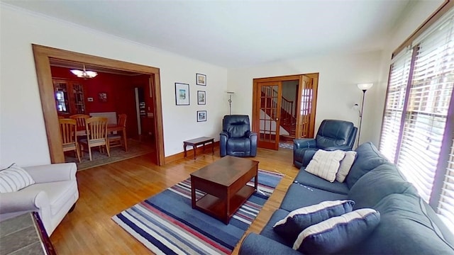 living area with wood finished floors