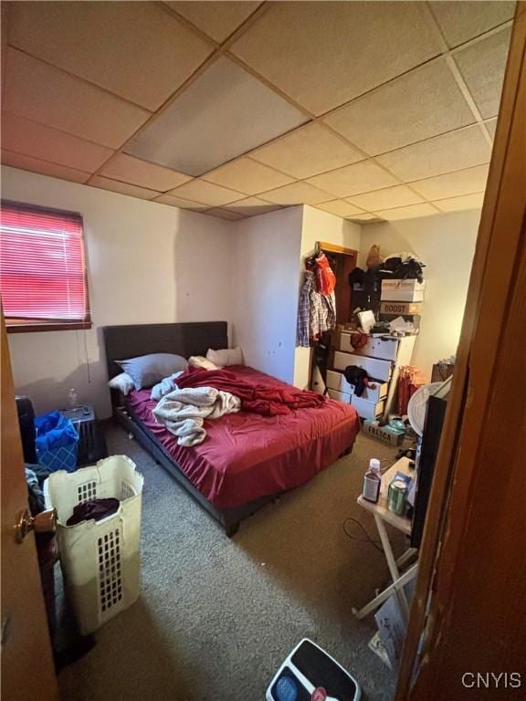 111 N Fulton St, Auburn, NY 13021 - bedroom featuring carpet flooring and a drop ceiling