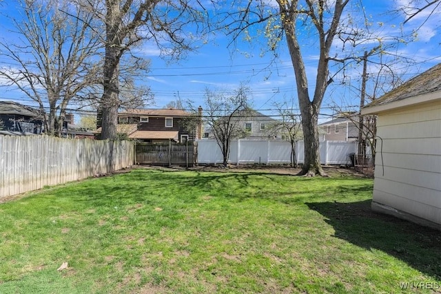 view of yard featuring a fenced backyard