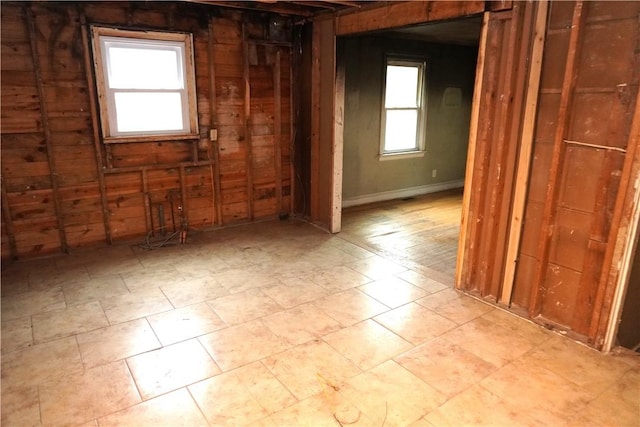 interior space with wood walls