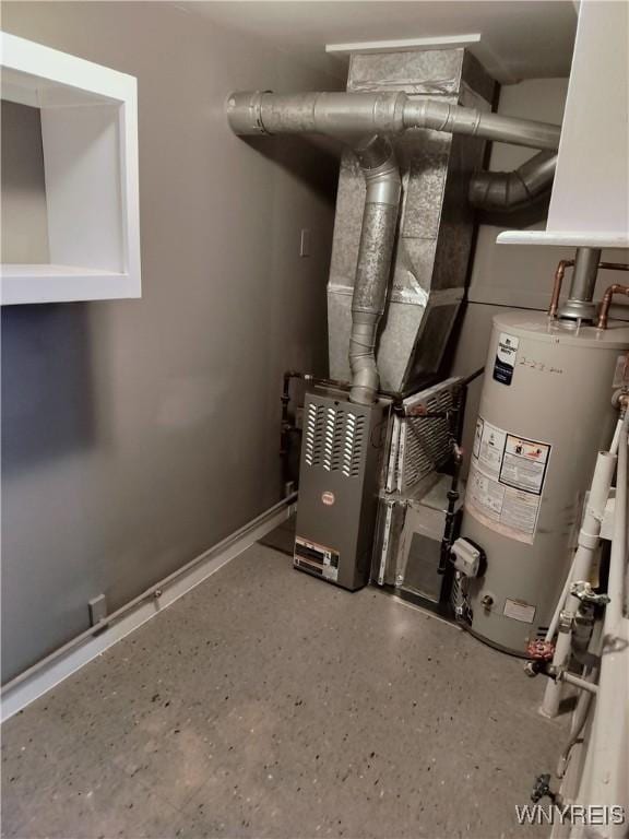 utility room with water heater