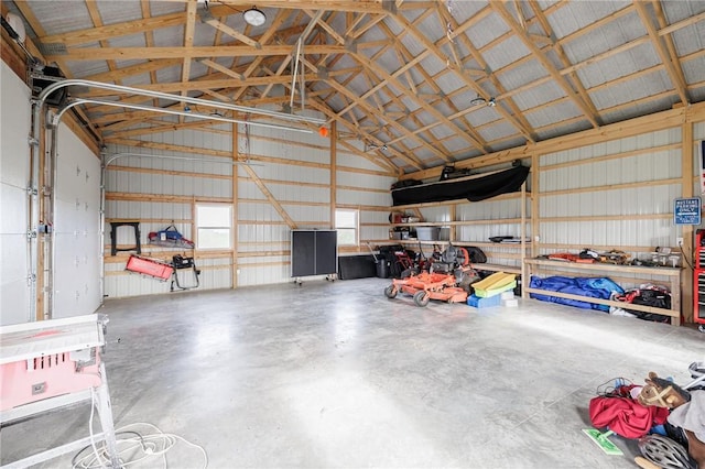 garage featuring metal wall
