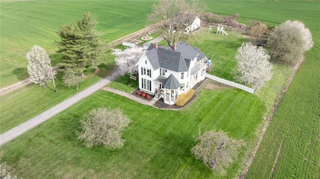 aerial view with a rural view