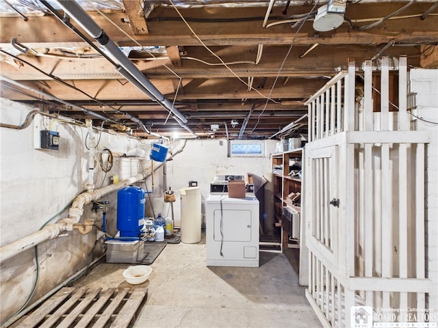 basement with independent washer and dryer