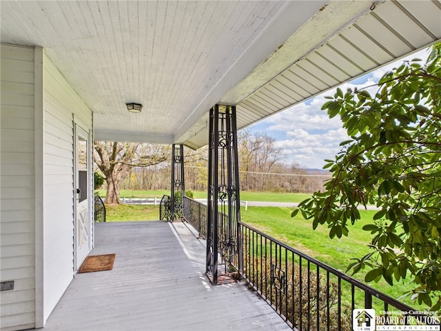 deck with a porch