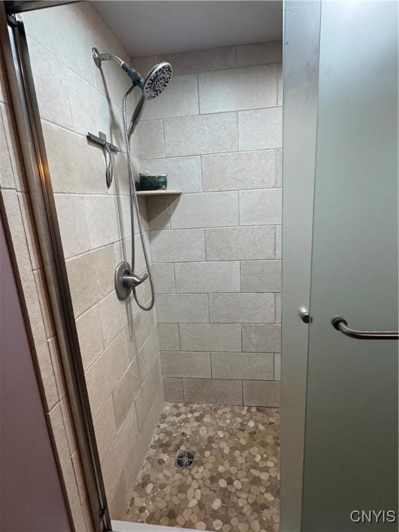 bathroom with a shower stall