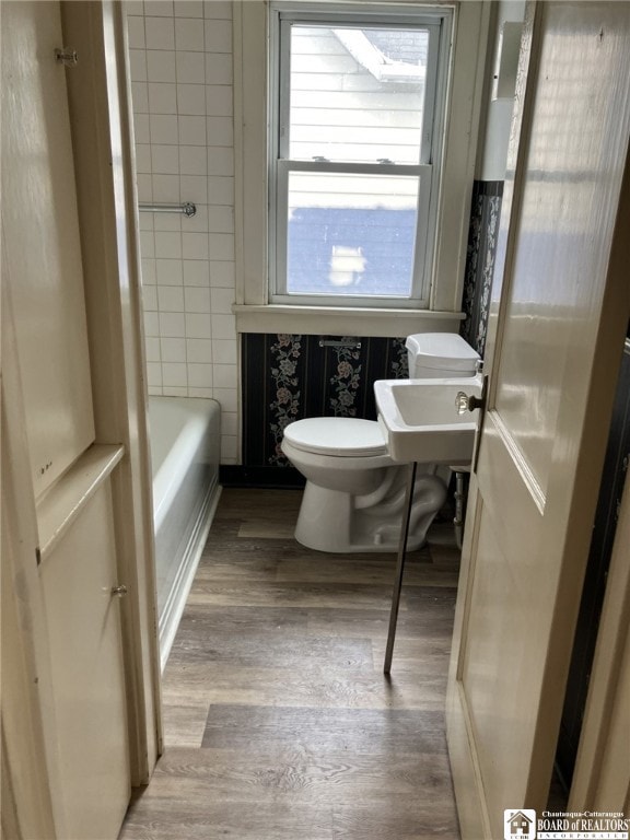 bathroom featuring toilet and wood finished floors