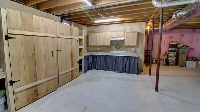 view of unfinished basement