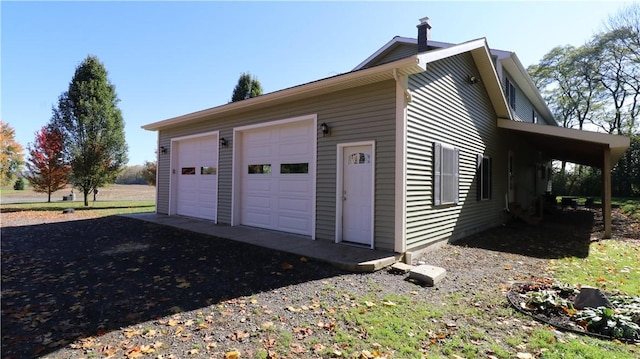 view of detached garage