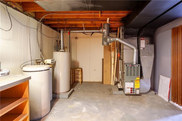 utilities with heating unit and gas water heater