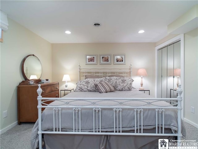 4146 W Lake Rd, Chautauqua, NY 14757 - bedroom featuring carpet floors, baseboards, and recessed lighting
