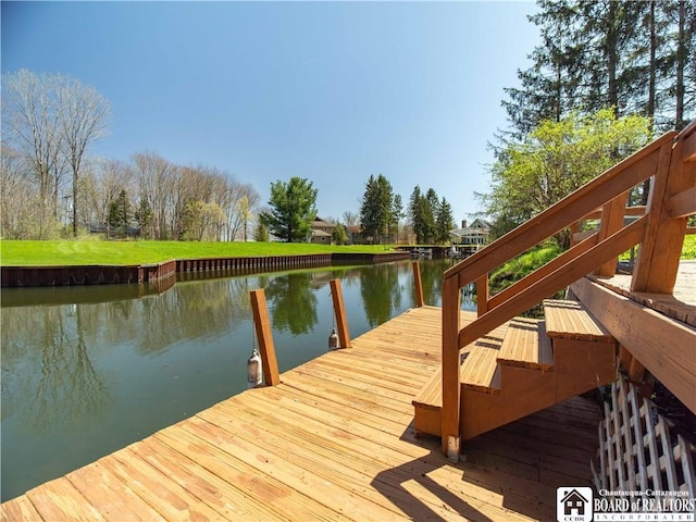 view of dock featuring a water view