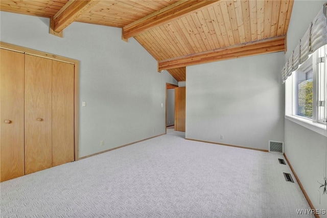 256 W Shore Rd, Cuba, NY 14727 - unfurnished bedroom featuring wooden ceiling, baseboards, carpet flooring, and visible vents