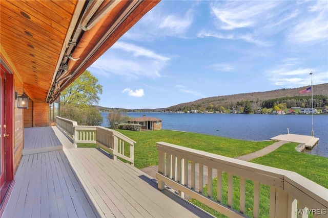 256 W Shore Rd, Cuba, NY 14727 - deck featuring a lawn and a water view