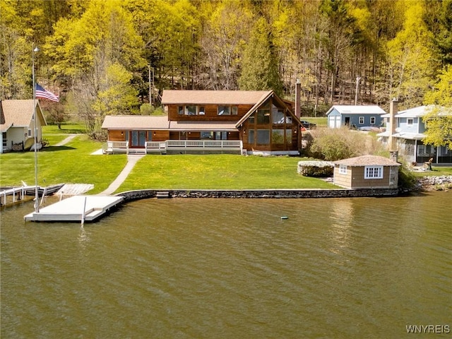256 W Shore Rd, Cuba, NY 14727 - view of dock featuring a lawn and a water view