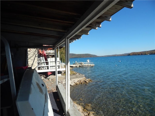view of dock featuring a water view