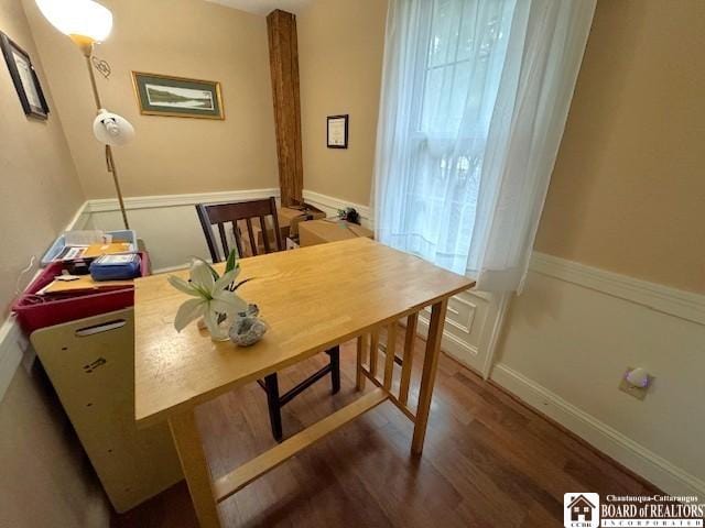 dining space featuring wood finished floors