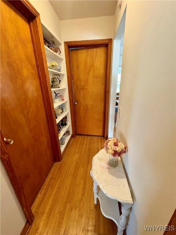 entryway with light wood finished floors