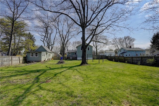 view of yard with a fenced backyard