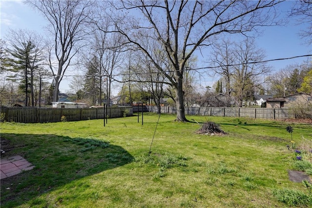 view of yard featuring a fenced backyard