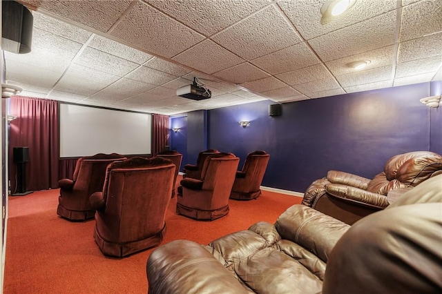 cinema room with carpet flooring