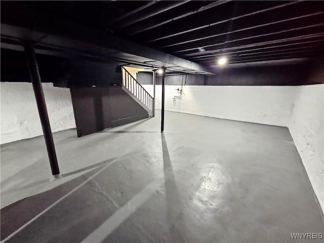 unfinished below grade area with stairway