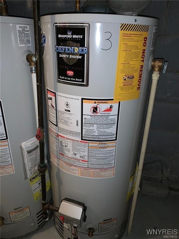 utility room featuring water heater