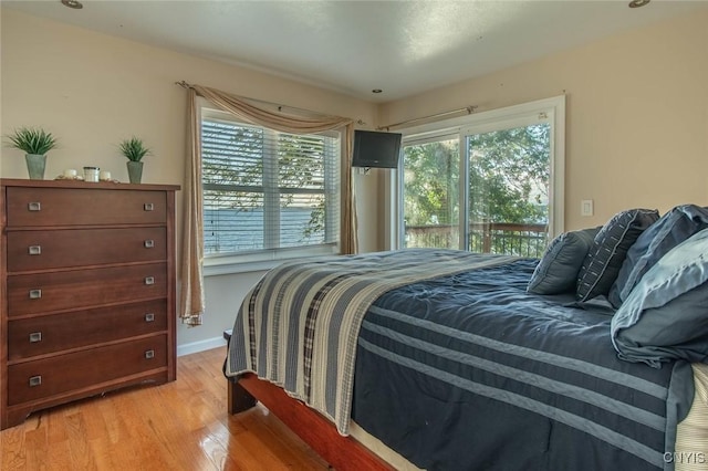 21959 County Route 59, Brownville, NY 13634 - bedroom with access to outside, baseboards, and light wood-style flooring