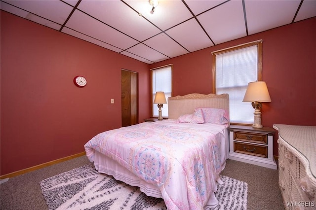 723 Pine Ave, Niagara Falls, NY 14301 - bedroom with a closet, carpet flooring, baseboards, and a drop ceiling