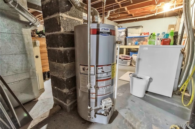 utility room with gas water heater