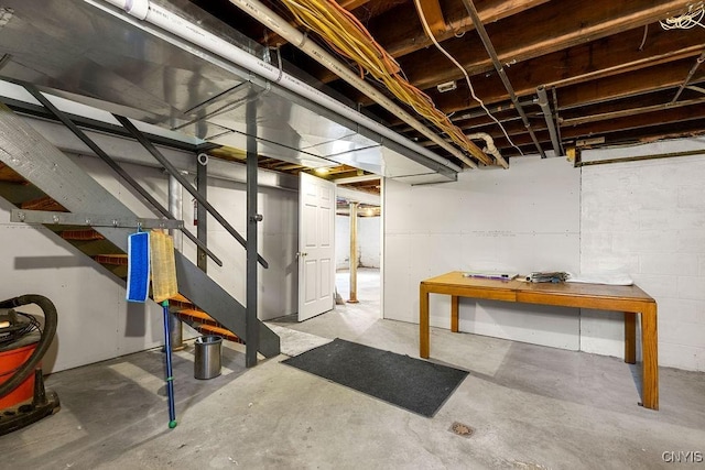 unfinished below grade area with stairs