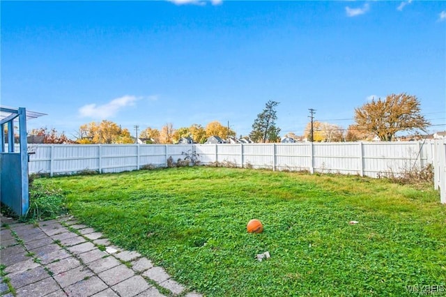 view of yard featuring a fenced backyard