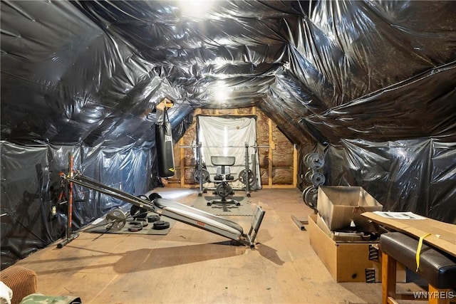 view of unfinished attic