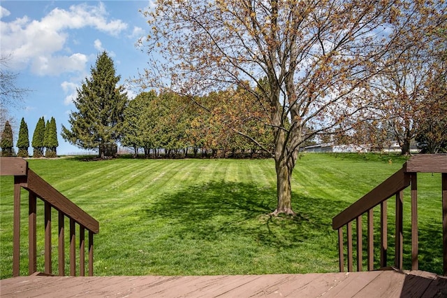view of yard featuring a wooden deck