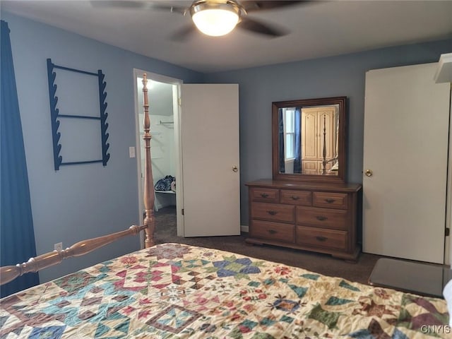 bedroom featuring carpet and ceiling fan