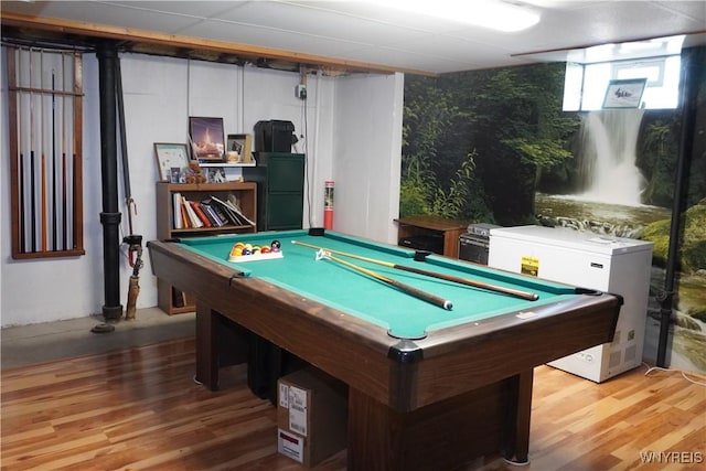 game room featuring pool table and wood finished floors