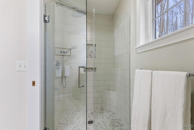 bathroom featuring a stall shower