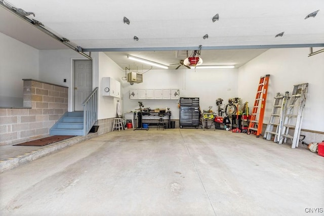 garage with a garage door opener