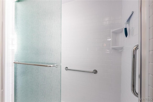 bathroom with a shower stall
