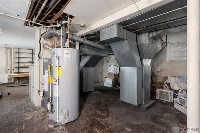 utility room featuring gas water heater