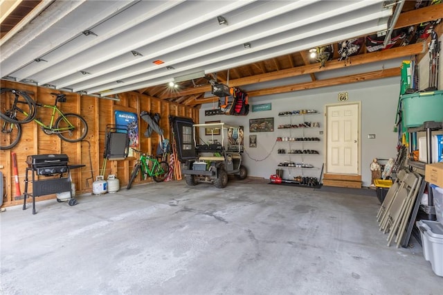 garage with a garage door opener