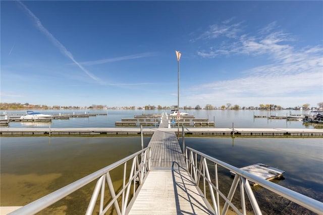 dock area with a water view
