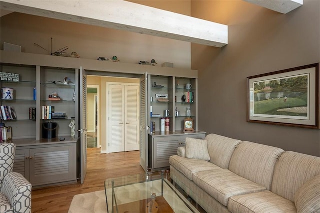 living area with light wood-style floors