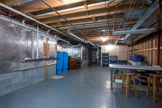 view of unfinished basement