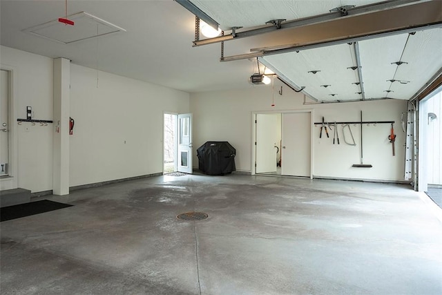 garage with a garage door opener