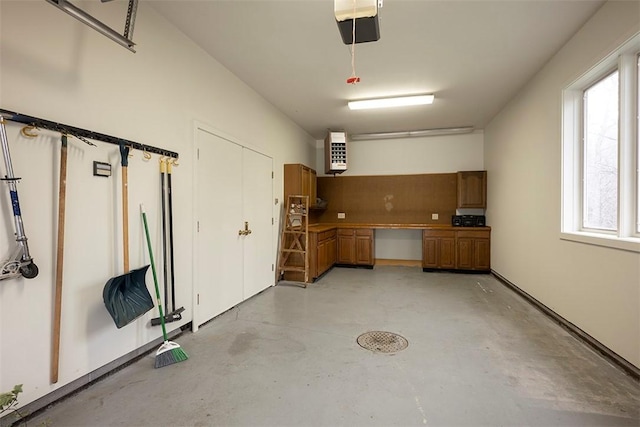 garage with a garage door opener