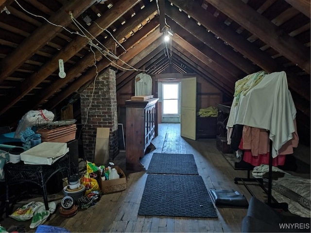 view of unfinished attic
