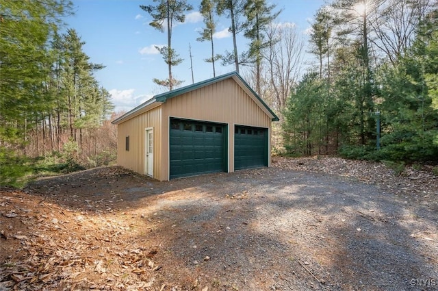 view of detached garage