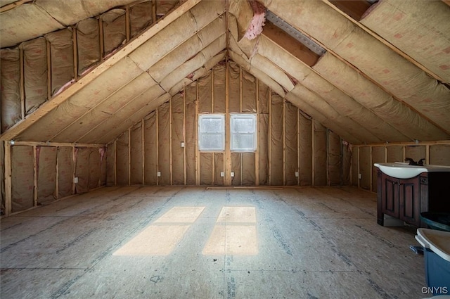 attic with a sink