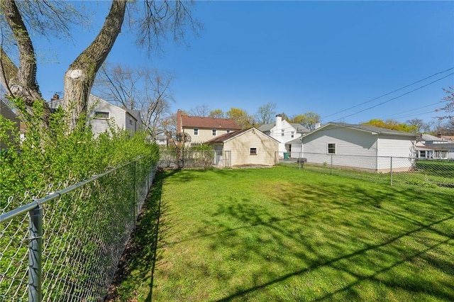 view of yard with a fenced backyard